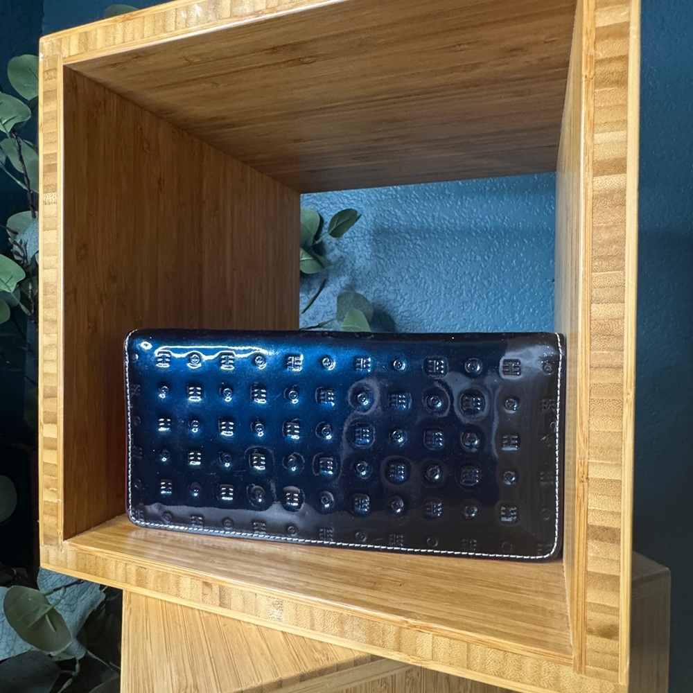 Arcadia Navy Patent Italian Leather Opera Clutch